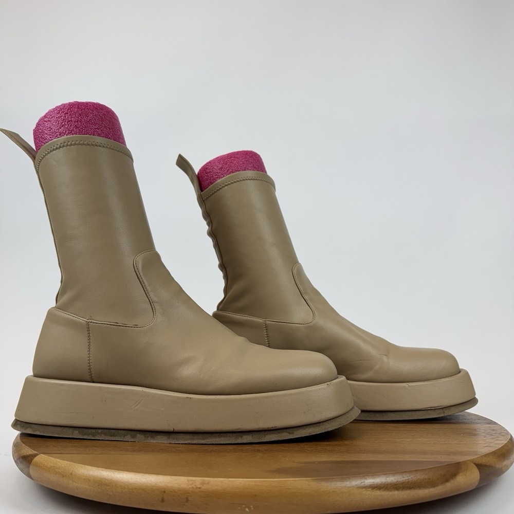 Womens Gia Borghini x RHW Rosie Flatform Faux Leather Pull On Boots Size EU 40